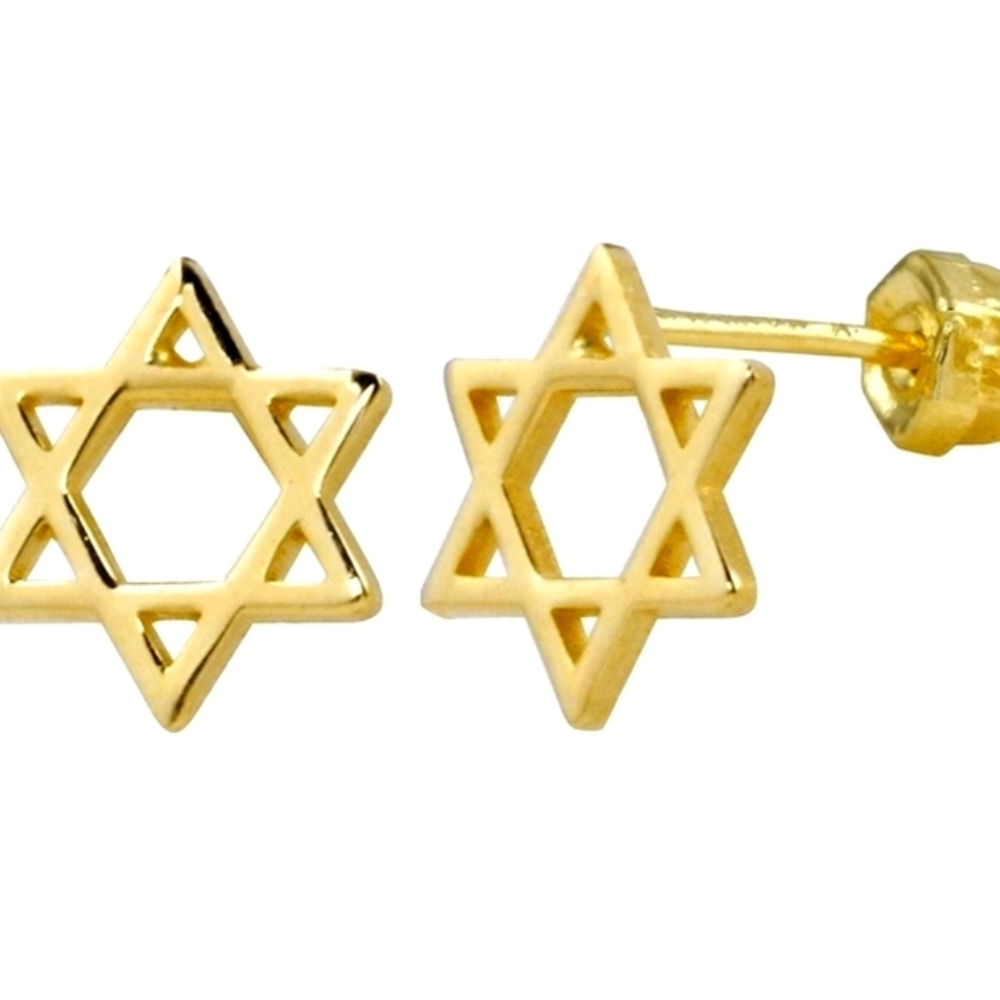 Gold Star of David Earrings